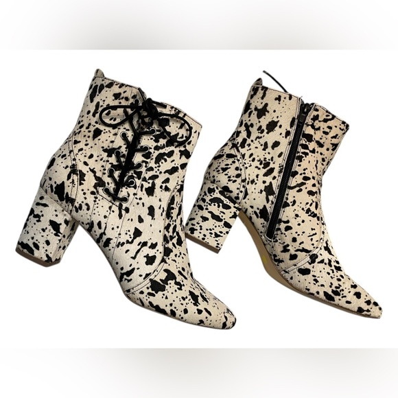 Matisse Genuine White Calf Hair Speckle Spotted Bootie Lace Up Corset 8.5 - Picture 4 of 16